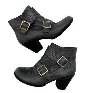 MIZ MOOZ Size 8 Gray Women‎ Evan Leather Zippered Ankle Boots Booties